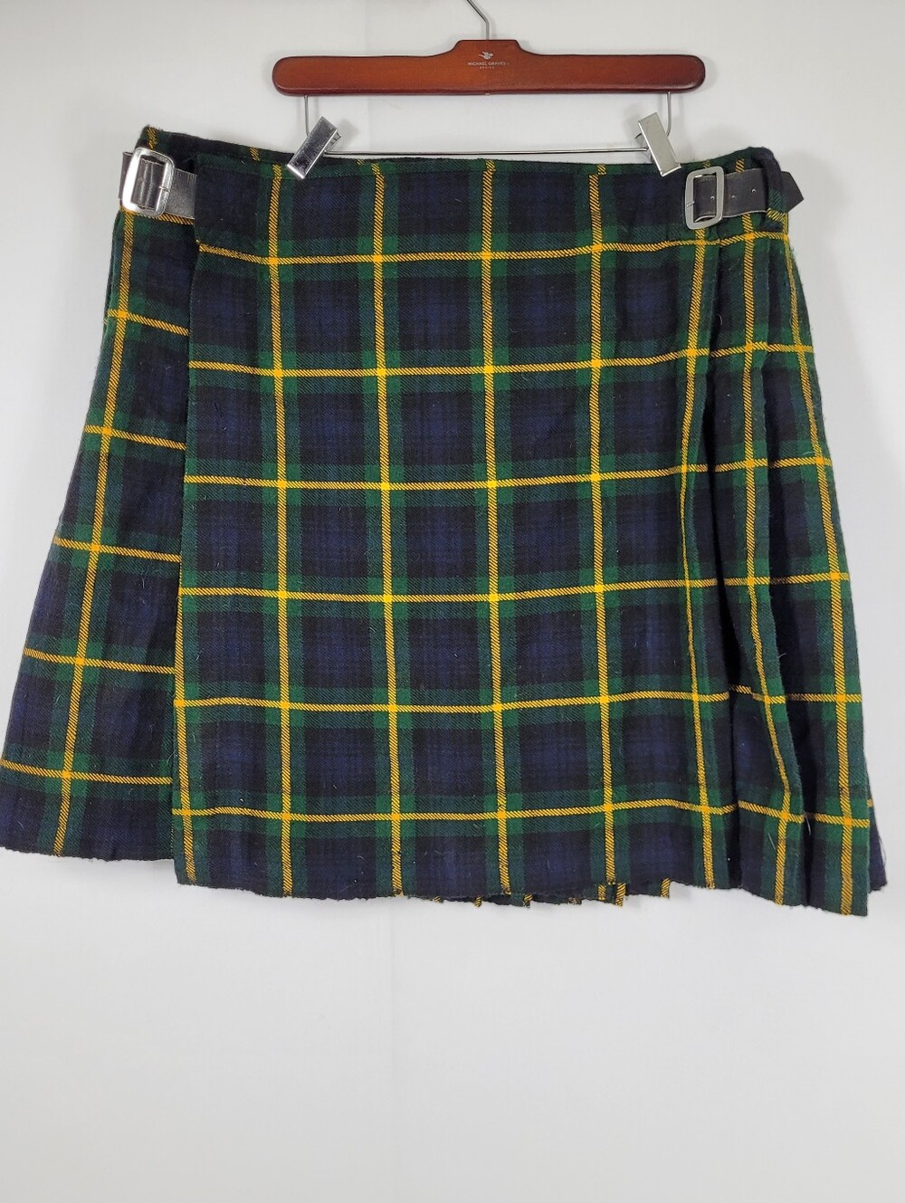 Vintage Gordon Tartan Plaid Pleated Kilt Skirt - Size 42 By MKPC